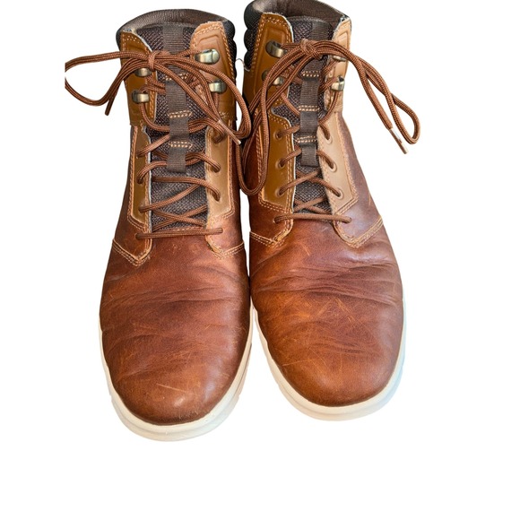Timberland Mens Brown Leather Ankle Boots Lace Up Casual‎ Shoes Size 9.5